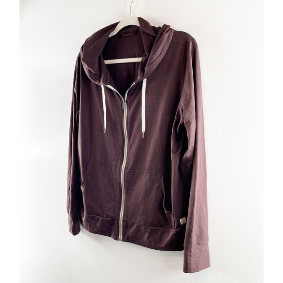 Vuori Halo Performance Long Sleeve Full Zip Hoodie 2.0 Ruby Heather Maroon XL - Picture 7 of 9